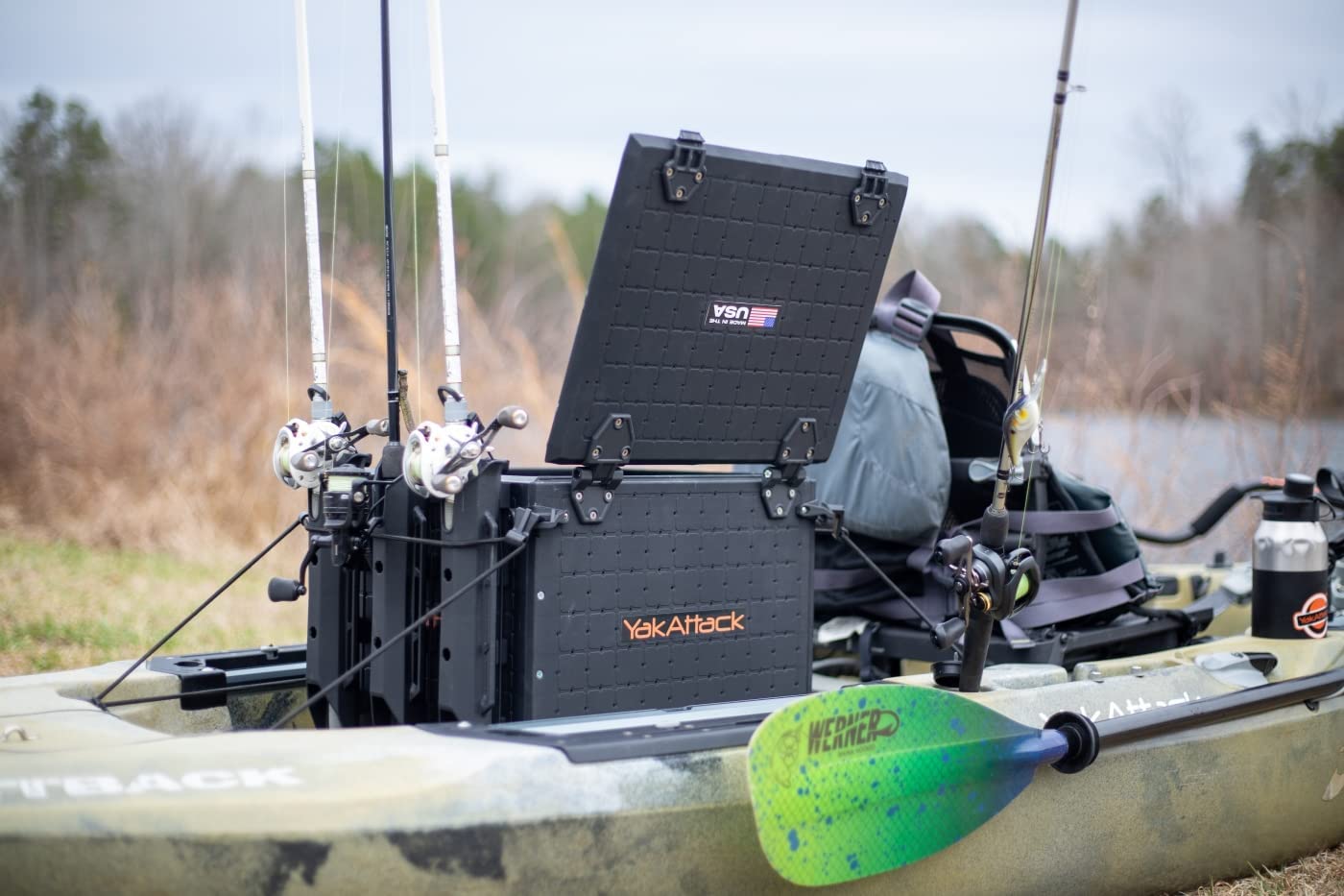 YakAttack BlackPak Pro storage box in kayak 