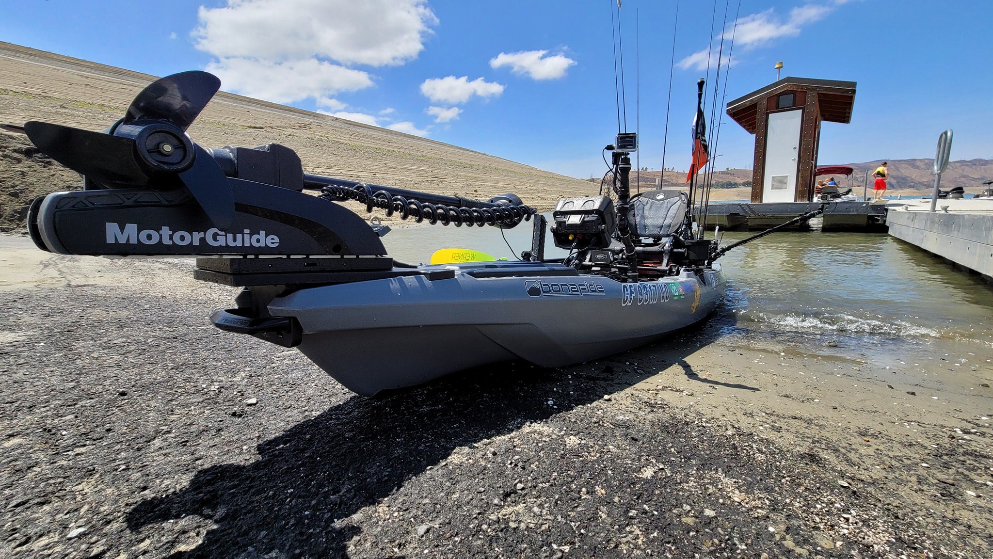 Bonafide SS127 kayak with Motorguide Xi3 Trolling motor on bow