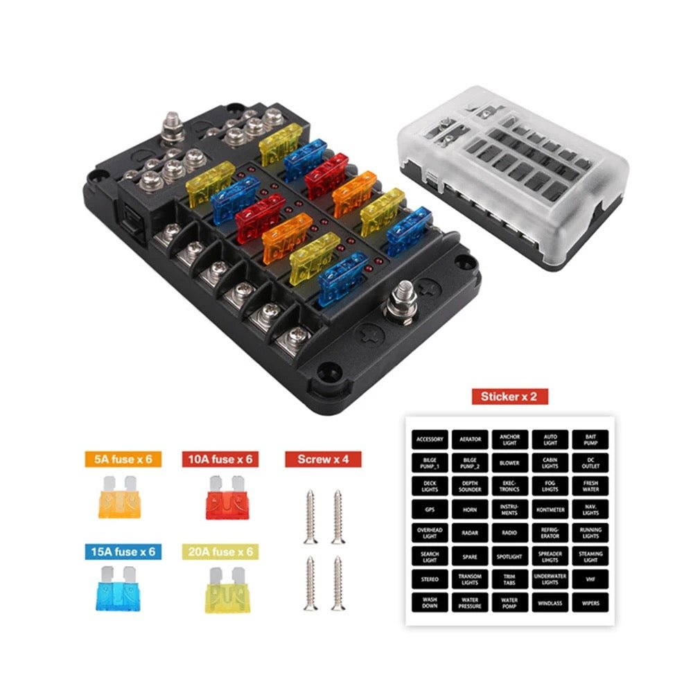 12 Way Fuse Block Panel, Accessories, Monster Marine Lithium, at Festive Water Paddlesports