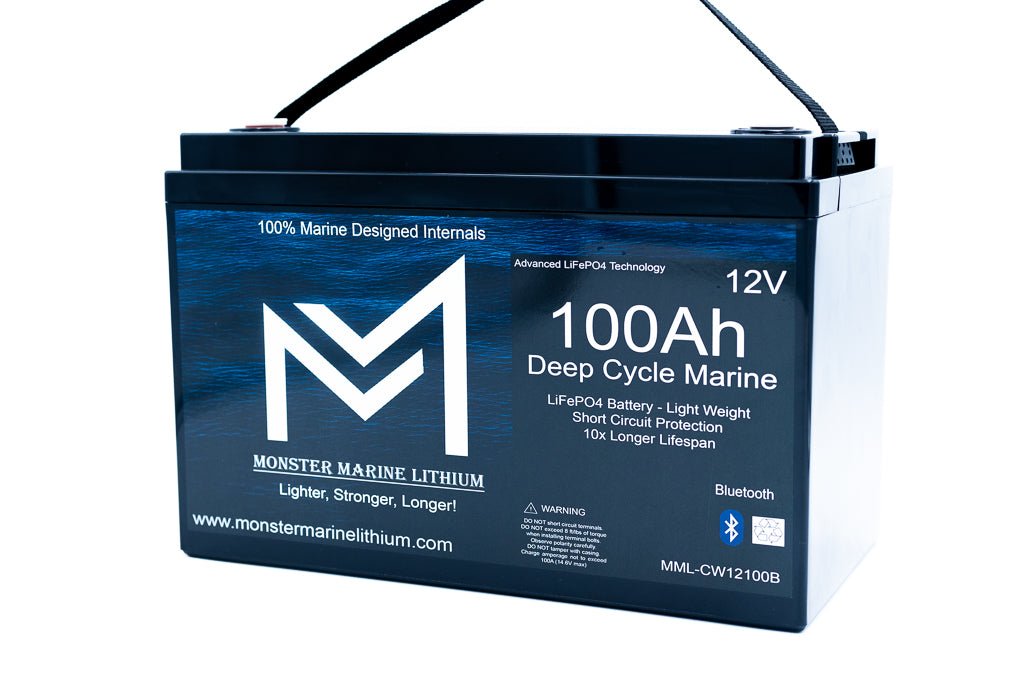 12v 100Ah Bluetooth Deep Cycle Lithium Marine Battery Group 31, 12V Batteries, Monster Marine Lithium, at Festive Water Paddlesports