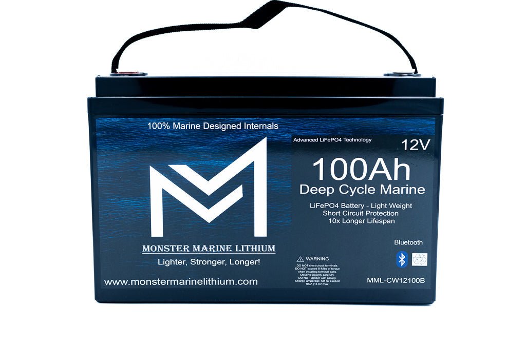 12v 100Ah Bluetooth Deep Cycle Lithium Marine Battery Group 31, 12V Batteries, Monster Marine Lithium, at Festive Water Paddlesports
