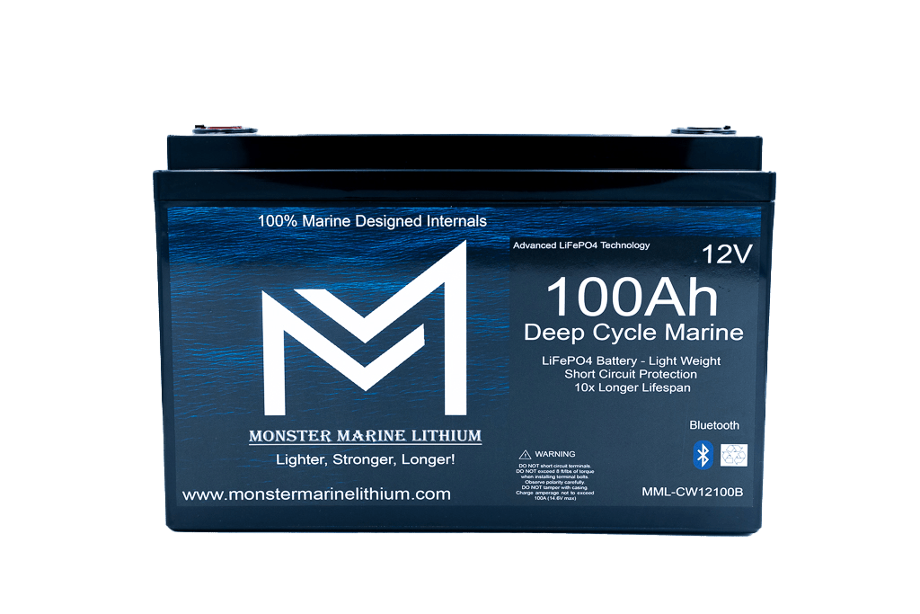 12v 100Ah Bluetooth Deep Cycle Lithium Marine Battery Group 31, 12V Batteries, Monster Marine Lithium, at Festive Water Paddlesports