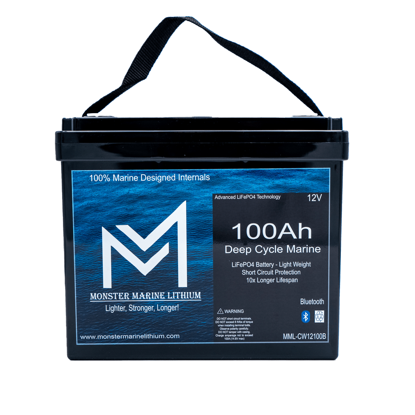 12v 100Ah Slim Series Bluetooth Deep Cycle Lithium Marine Battery Group 24, 12V Batteries, Monster Marine Lithium, at Festive Water Paddlesports