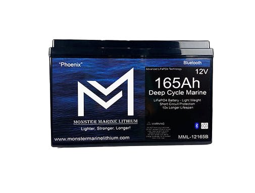12v 165Ah Bluetooth Deep cycle lithium battery, 12V Batteries, Monster Marine Lithium, at Festive Water Paddlesports