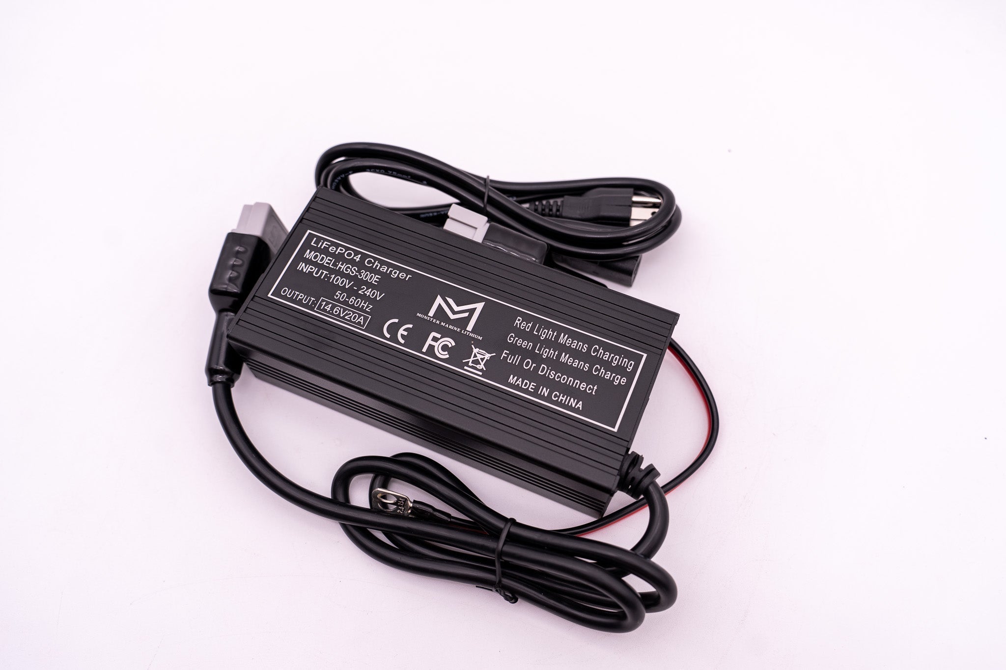 12v 20A Non Waterproof Aluminum Charger w/ Anderson Connector, , Monster Marine Lithium, at Festive Water Paddlesports