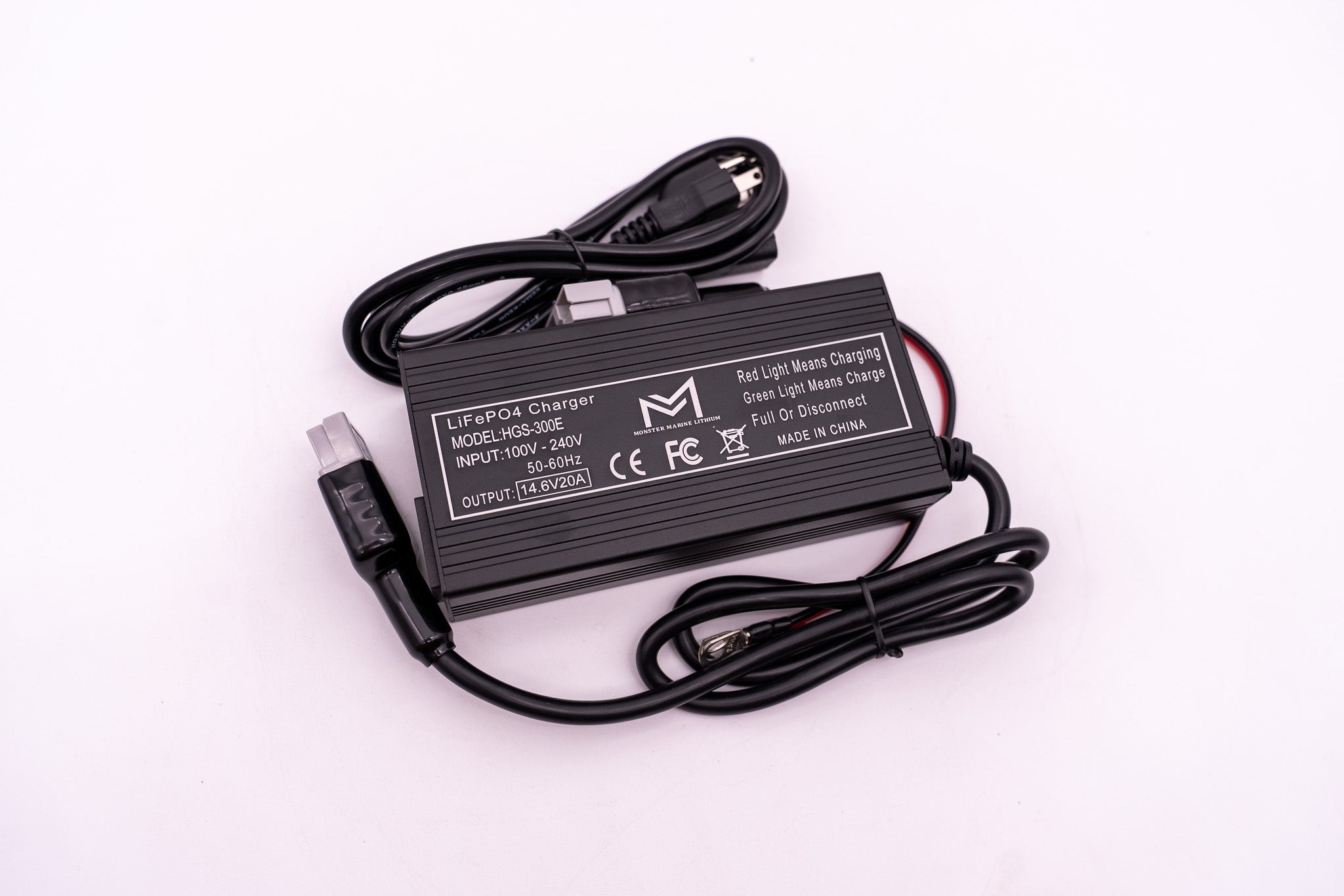 12v 20A Non Waterproof Aluminum Charger w/ Anderson Connector, , Monster Marine Lithium, at Festive Water Paddlesports