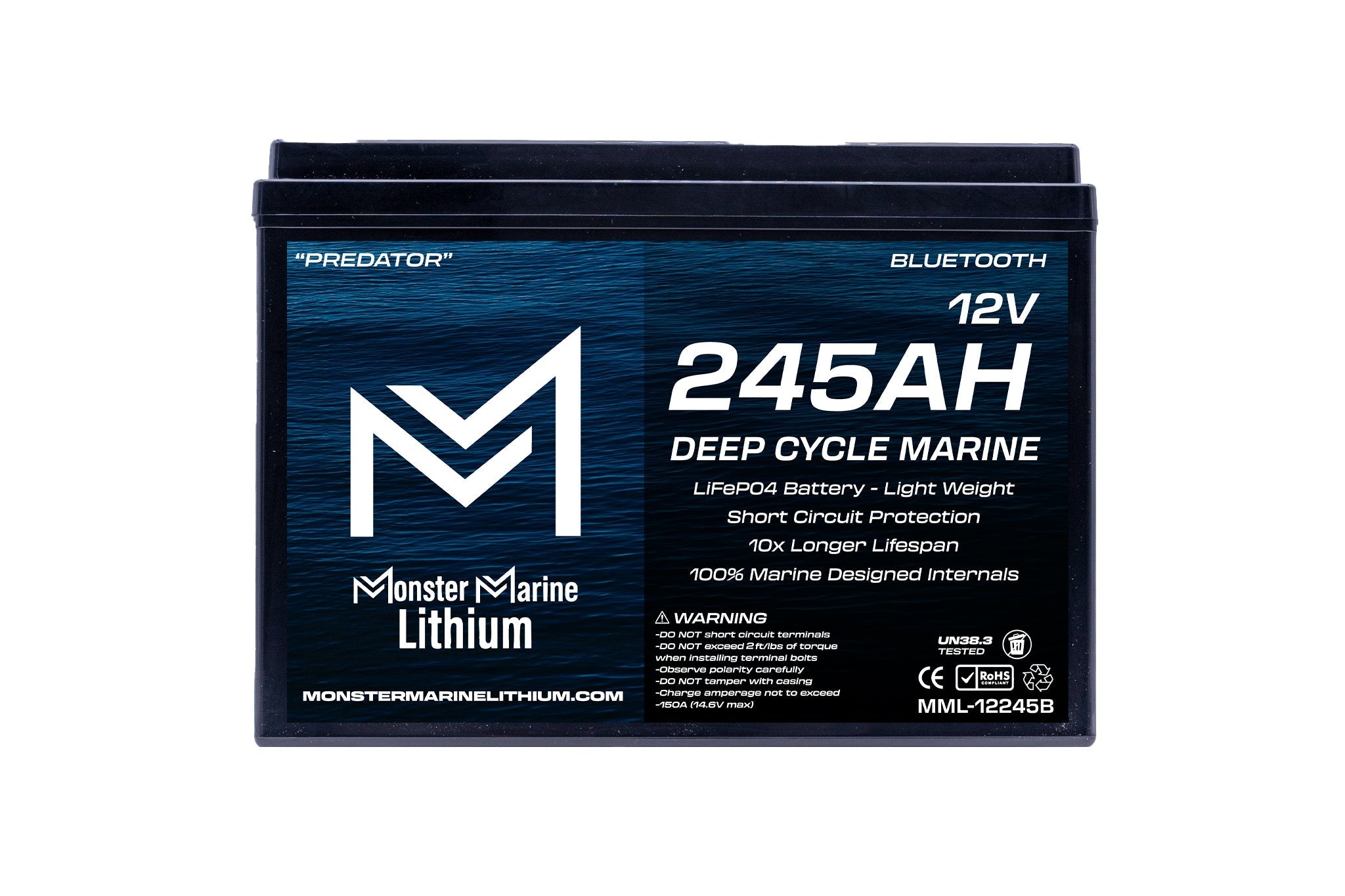 12V 245AH DEEP CYCLE MARINE LITHIUM - "PREDATOR", 12V Batteries, Monster Marine Lithium, at Festive Water Paddlesports