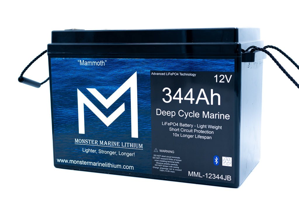 12v 344Ah Lithium Deep cycle MML-12344B Bluetooth, 12V Batteries, Monster Marine Lithium, at Festive Water Paddlesports