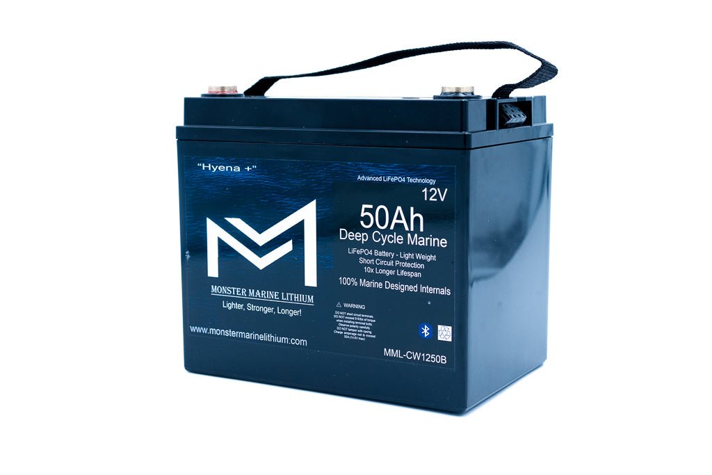12v 50Ah Deep Cycle Lithium Marine Battery "Hyena" - Bluetooth - MML-CW1250B, 12V Batteries, Monster Marine Lithium, at Festive Water Paddlesports