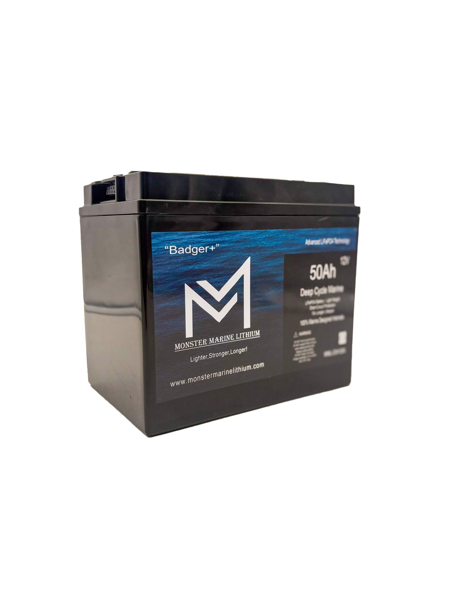 12v 50Ah Deep Cycle Lithium Marine Battery "Hyena" - MML-CW1250, 12V Batteries, Monster Marine Lithium, at Festive Water Paddlesports