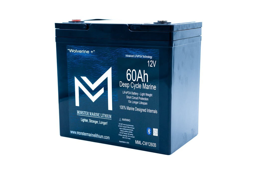 12v 60Ah Deep Cycle Lithium Marine Battery "Wolverine" - Bluetooth - MML-1260B, 12V Batteries, Monster Marine Lithium, at Festive Water Paddlesports