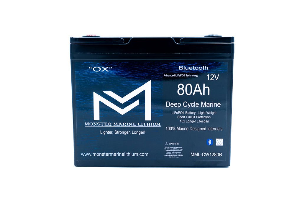 12v 80Ah Bluetooth Deep Cycle Lithium Marine Battery, 12V Batteries, Monster Marine Lithium, at Festive Water Paddlesports