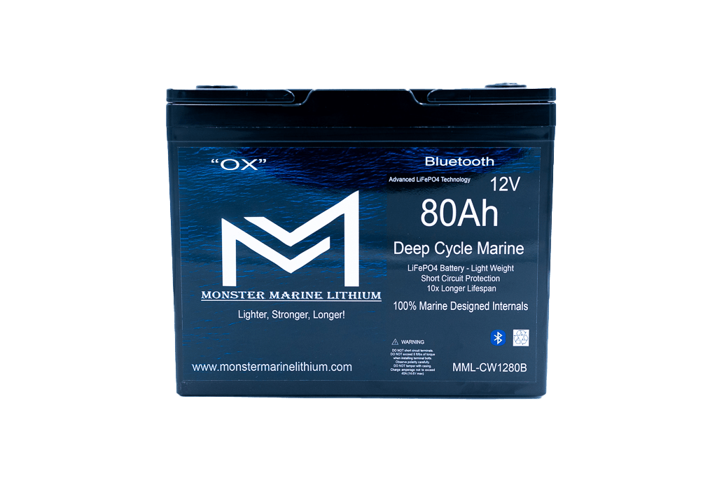 12v 80Ah Bluetooth Deep Cycle Lithium Marine Battery, 12V Batteries, Monster Marine Lithium, at Festive Water Paddlesports