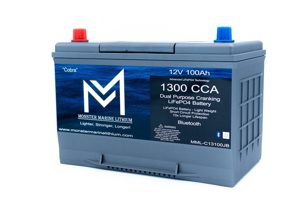 1300CCA 100Ah Dual Purpose Cranking Lithium “Cobra” - Bluetooth - MML-C12V13JB, , Monster Marine Lithium, at Festive Water Paddlesports