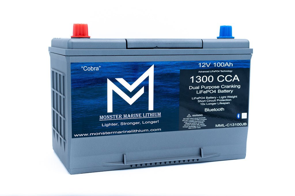 1300CCA 100Ah Dual Purpose Cranking Lithium “Cobra” - Bluetooth - MML-C12V13JB, , Monster Marine Lithium, at Festive Water Paddlesports