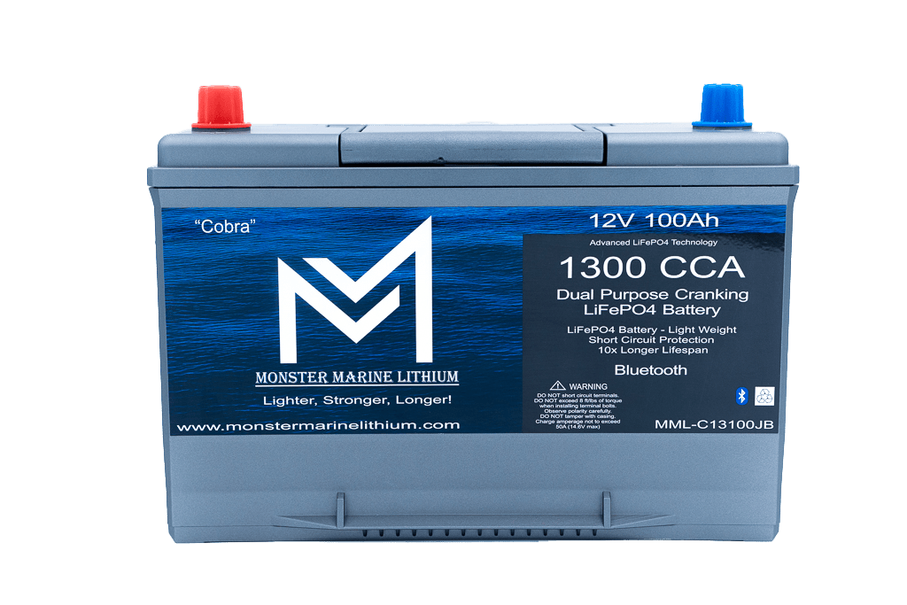 1300CCA 100Ah Dual Purpose Cranking Lithium “Cobra” - Bluetooth - MML-C12V13JB, , Monster Marine Lithium, at Festive Water Paddlesports