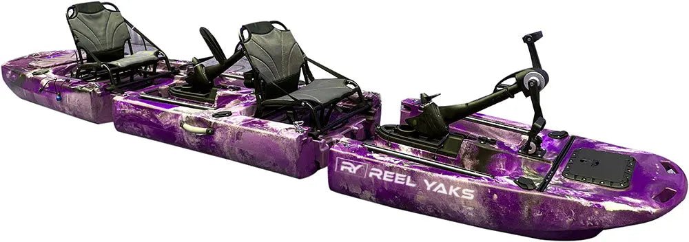 14ft Raider Tandem Propeller Drive Modular Fishing Kayak, Fishing Kayak, ReelYaks, Red White Black in 10 - 12 weeks at Festive Water Paddlesports