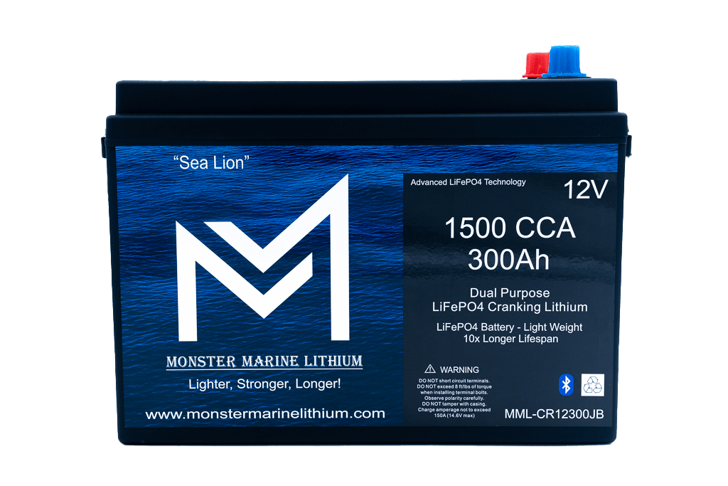 1500 CCA 300AH Dual Purpose Cranking Lithium Bluetooth "Sea Lion", Cranking Lithium, Monster Marine Lithium, at Festive Water Paddlesports
