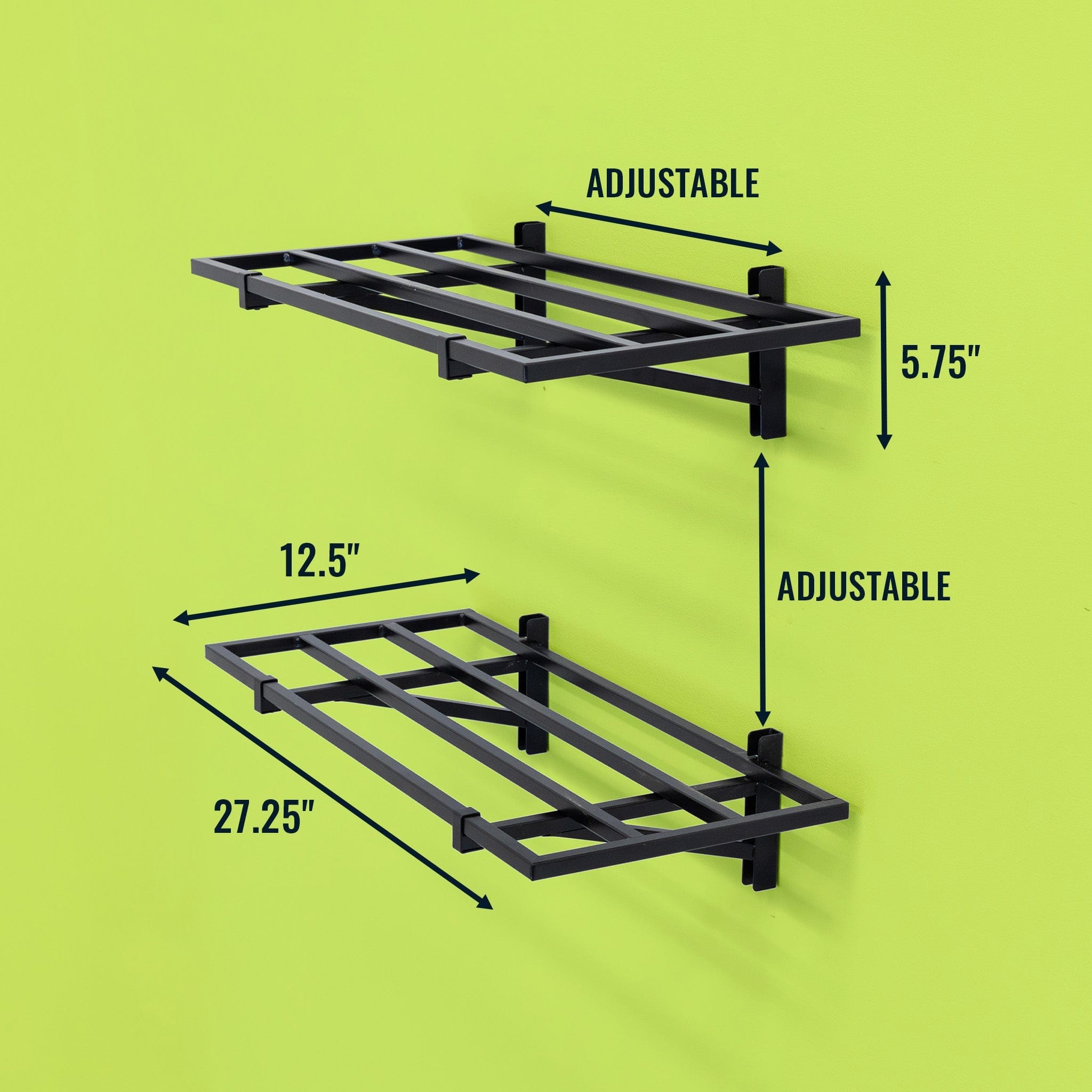 1' x 2' Bristol Garage Wall Mount Shelves | 2 Pack | Black