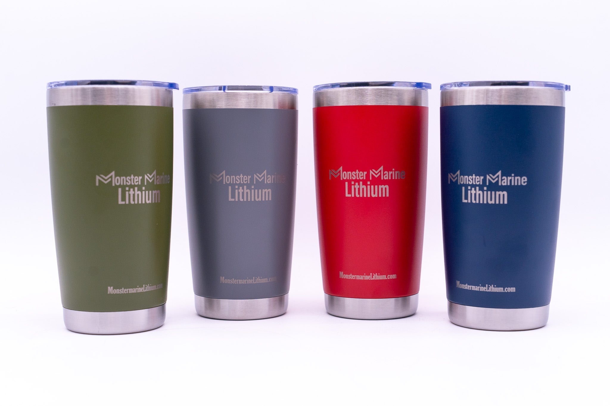 20oz STAINLESS TUMBLERS, , Monster Marine Lithium, RED at Festive Water Paddlesports