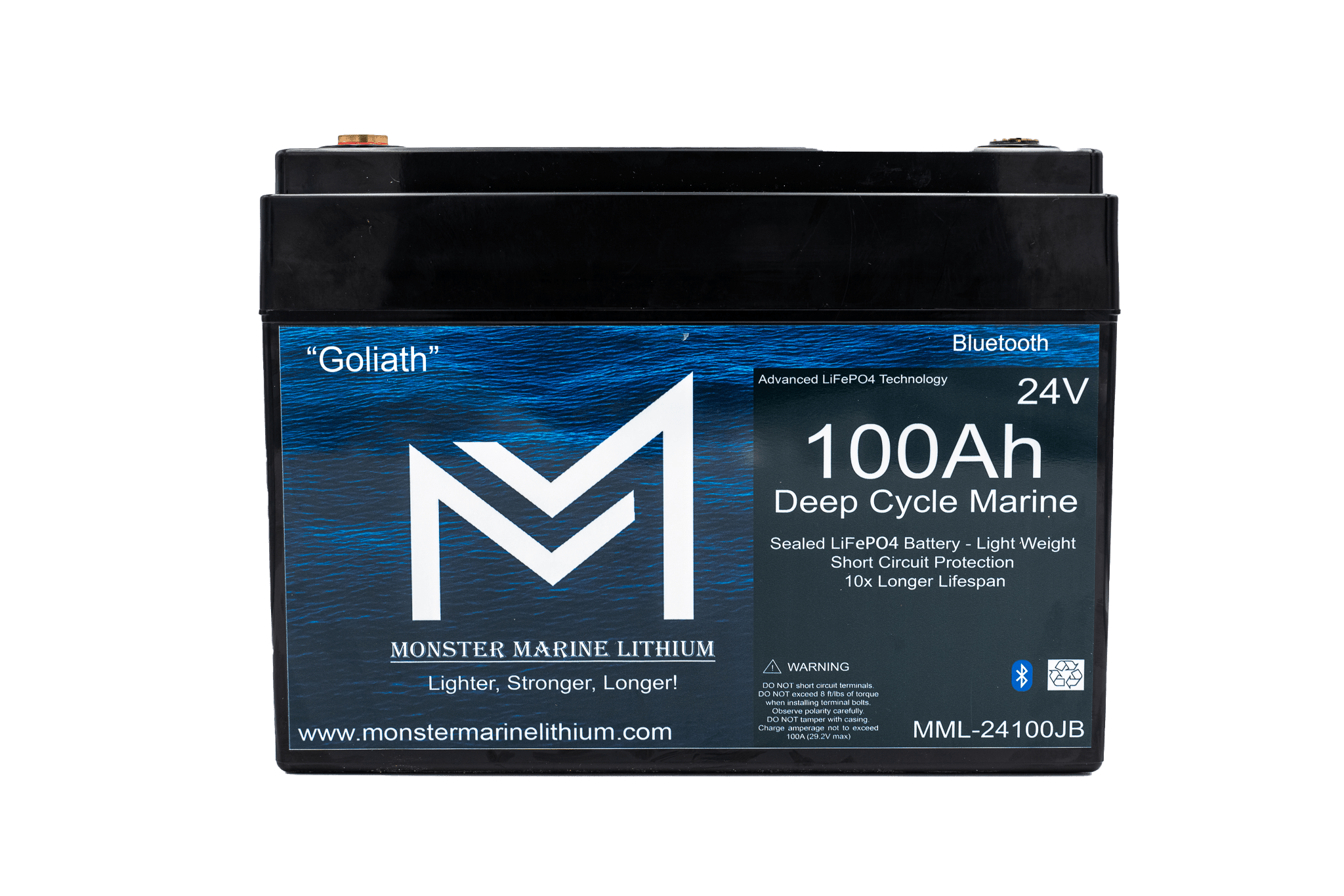 24V 100Ah Lithium Marine Trolling Motor Battery "Goliath" - Bluetooth, , Monster Marine Lithium, at Festive Water Paddlesports