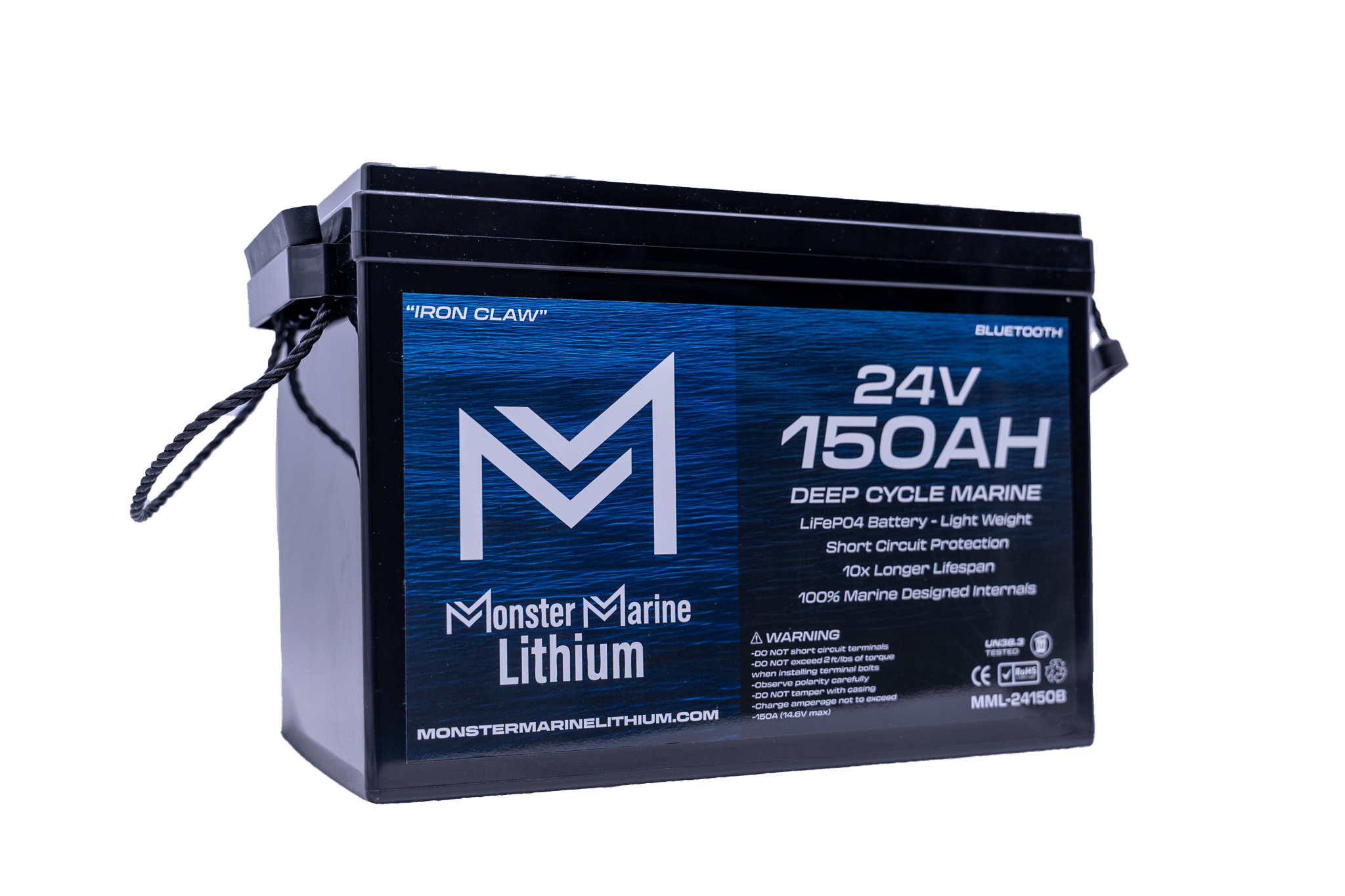 24v 150ah Lithium Marine Trolling Motor Battery "IRON CLAW" - Bluetooth, , Monster Marine Lithium, at Festive Water Paddlesports