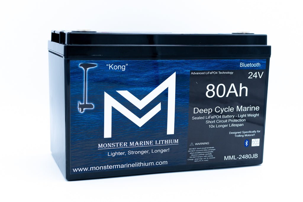 24V 80Ah Lithium Marine Trolling Motor Battery "Kong" - Bluetooth, 24V Battery, Monster Marine Lithium, at Festive Water Paddlesports
