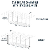 3' x 8' Faber Overhead Garage Shelving | Holds 700 lbs, Ceiling, StoreYourBoard, , , at Festive Water Paddlesports