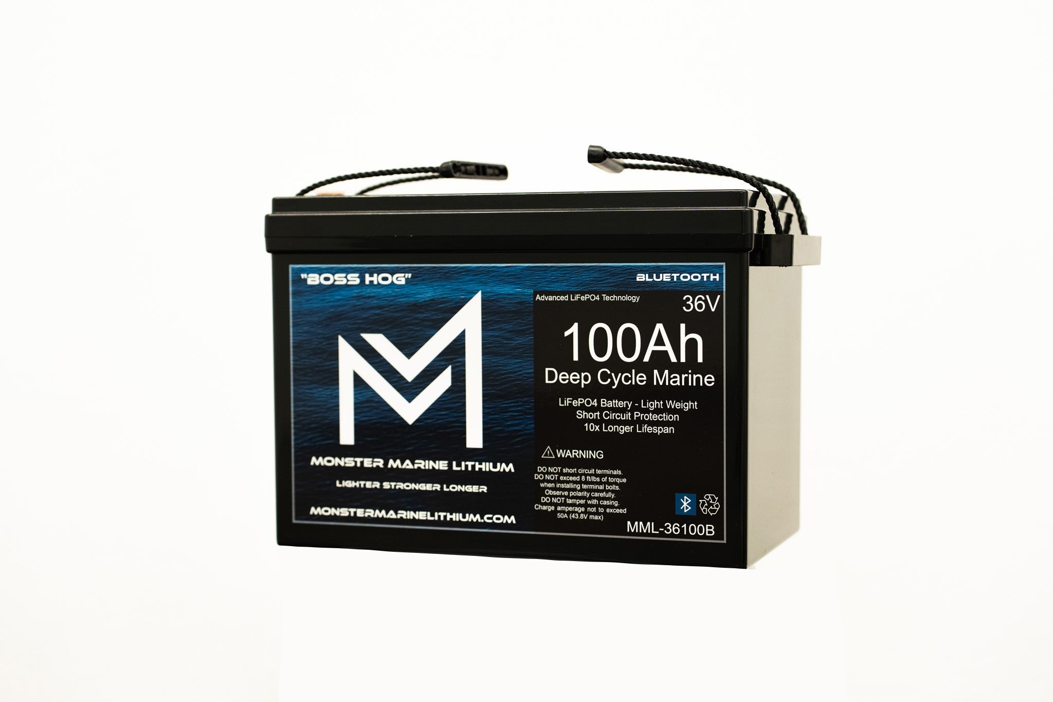 36V 100AH Bluetooth Deep Cycle Lithium Marine Trolling Battery MML-36100B “Boss Hog”, 36V Battery, Monster Marine Lithium, at Festive Water Paddlesports