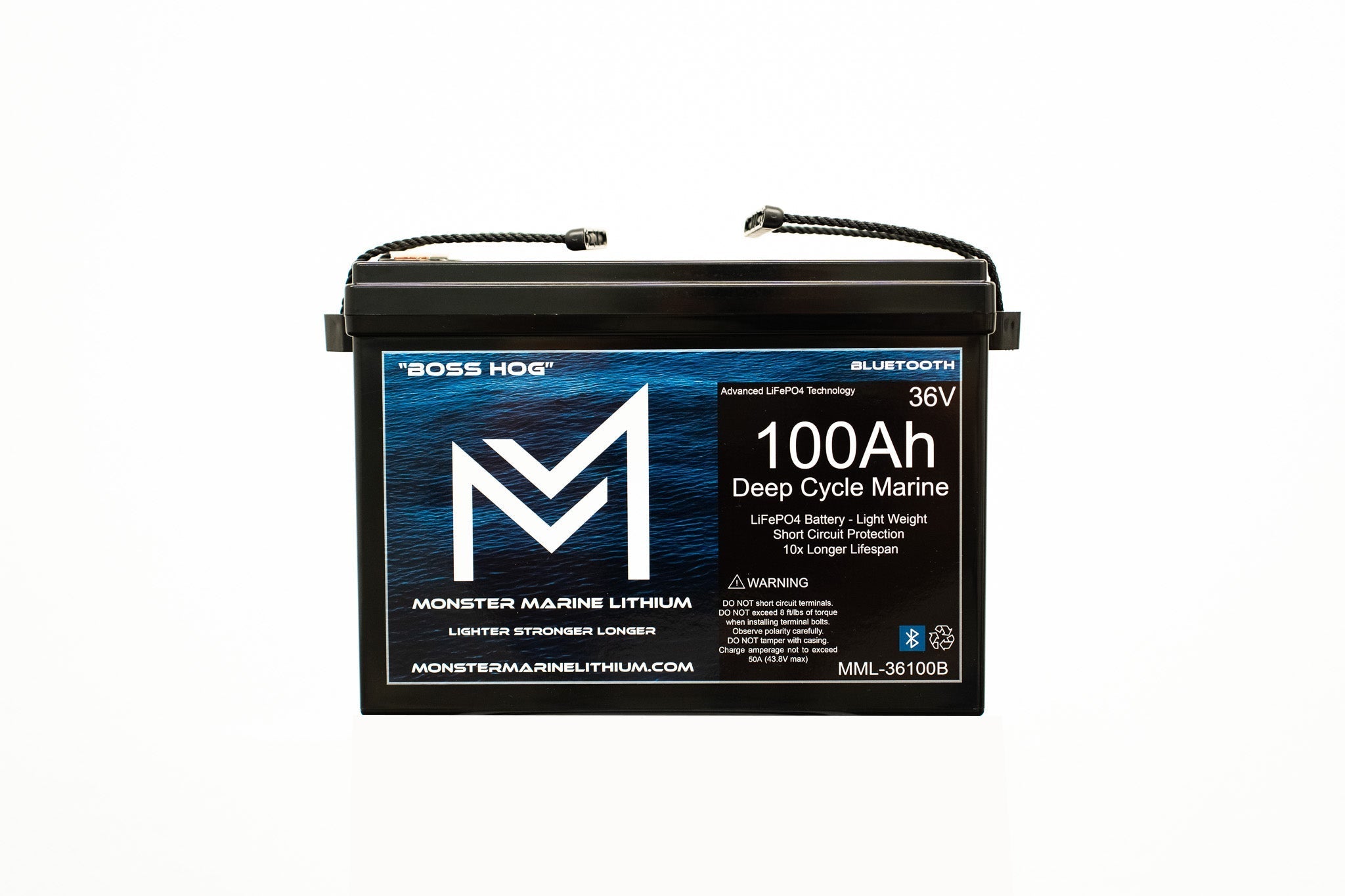 36V 100AH Bluetooth Deep Cycle Lithium Marine Trolling Battery MML-36100B “Boss Hog”, 36V Battery, Monster Marine Lithium, at Festive Water Paddlesports