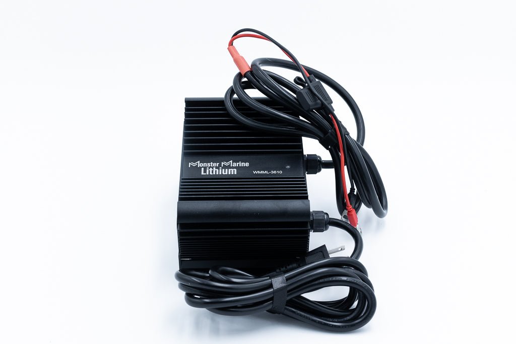 36v 10A Waterproof Lithium Battery Charger, Chargers, Monster Marine Lithium, at Festive Water Paddlesports