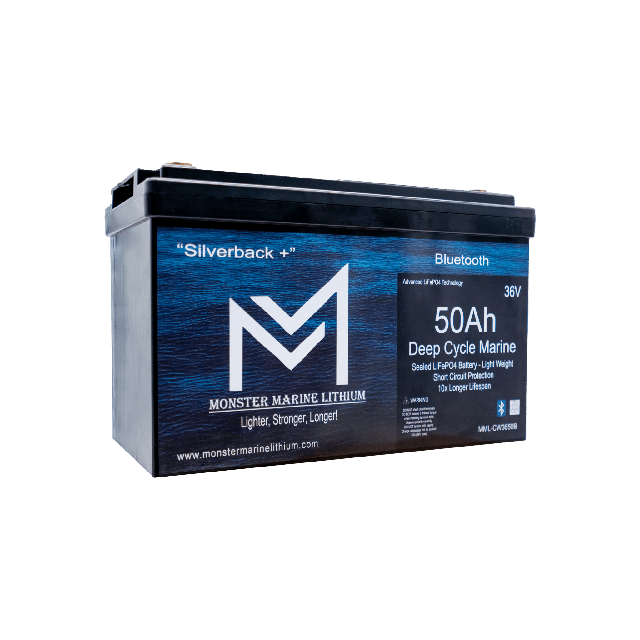 36V 50Ah Trolling Battery Bluetooth MML-3650BT, 36V Battery, Monster Marine Lithium, at Festive Water Paddlesports