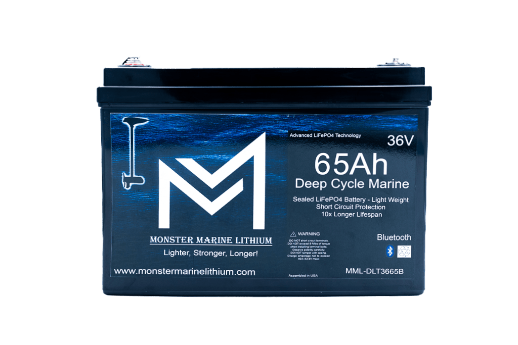 36V 65Ah Bluetooth Deep Cycle Lithium Trolling Battery, 36V Battery, Monster Marine Lithium, at Festive Water Paddlesports