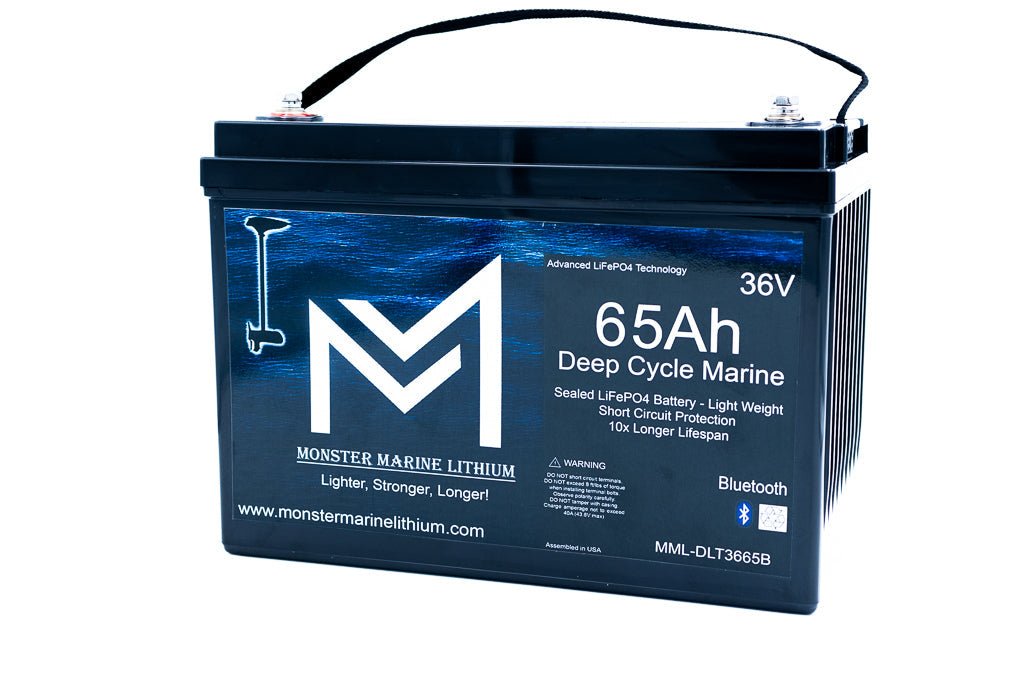 36V 65Ah Bluetooth Deep Cycle Lithium Trolling Battery, 36V Battery, Monster Marine Lithium, at Festive Water Paddlesports