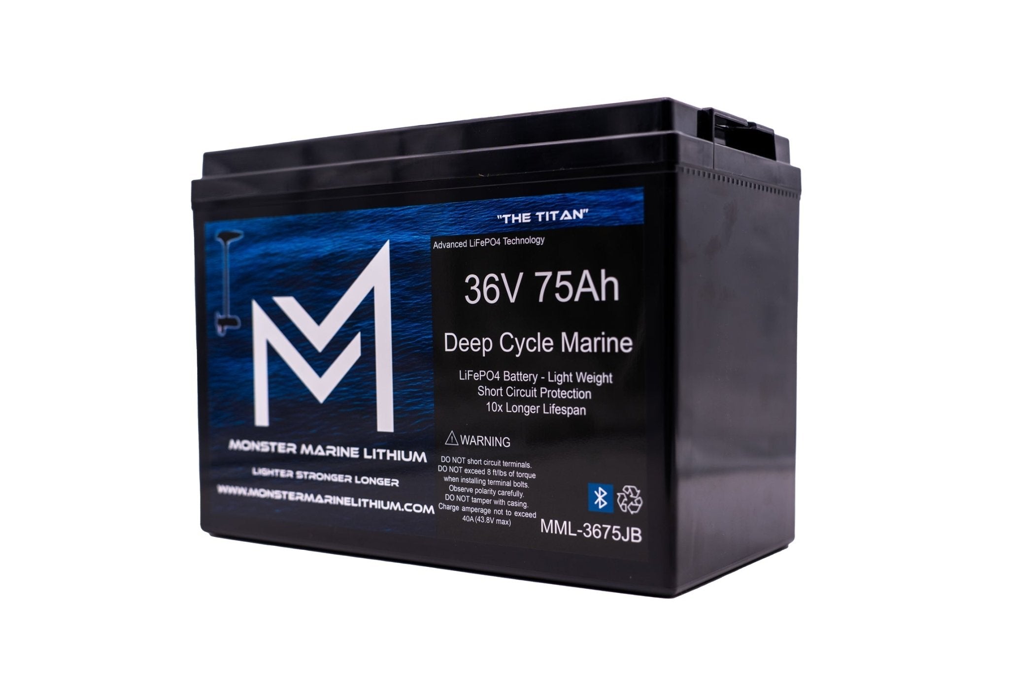 36V 75Ah Bluetooth Lithium Trolling Battery MML-CW3675B "Titan", 36V Battery, Monster Marine Lithium, at Festive Water Paddlesports