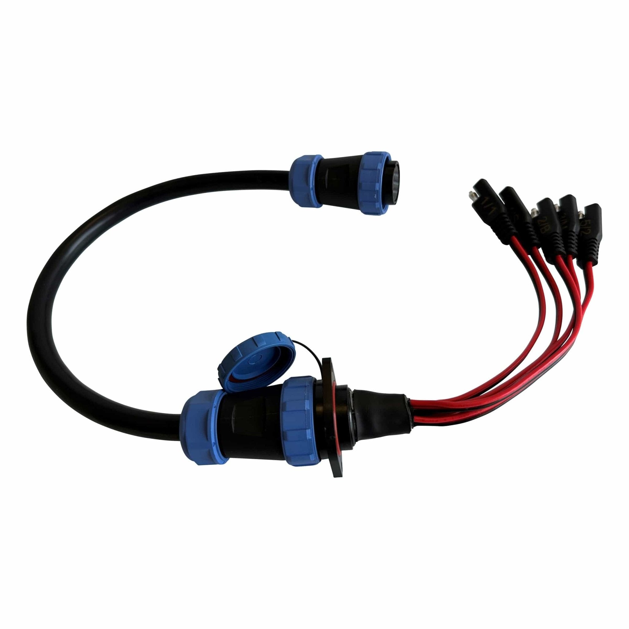 5 Circuit Heavy Duty, Waterproof, Quick Disconnect Jumper Kit - Panel Mount and Dual Plug Jumper Harness (YP - QD5X - 18K), Electronics, Yak Power, , , at Festive Water Paddlesports