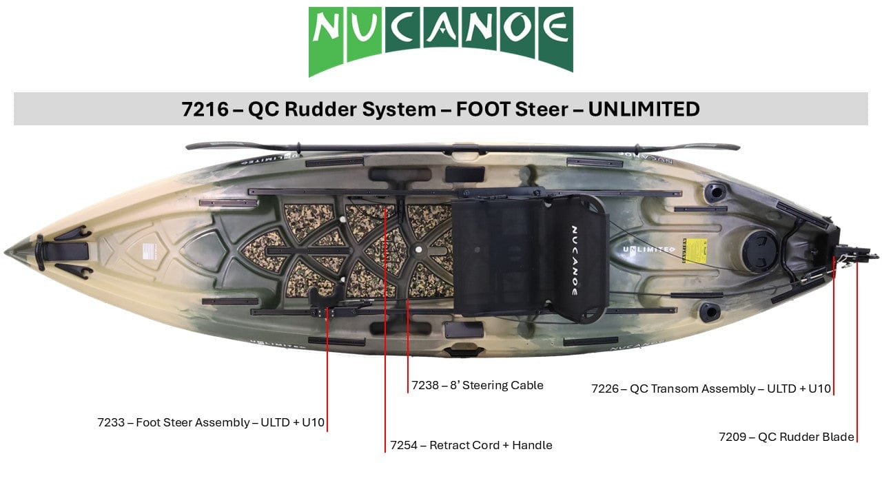 7216 - QC Rudder System - FOOT Steer - UNLIMITED, , NuCanoe Inc, , , at Festive Water Paddlesports