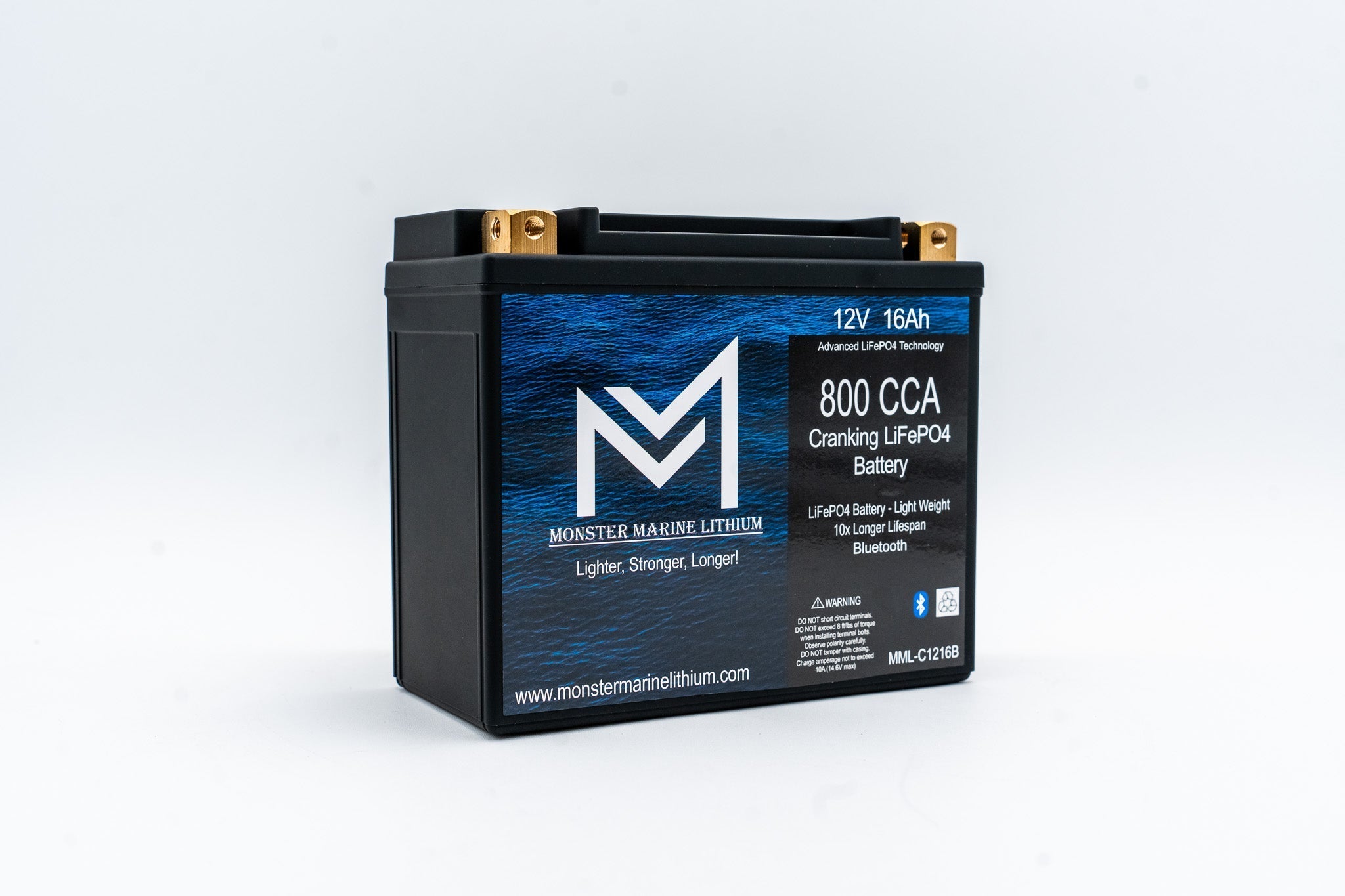 800CCA 12V 16AH Cranking Lithium Battery - BLUETOOTH, , Monster Marine Lithium, at Festive Water Paddlesports