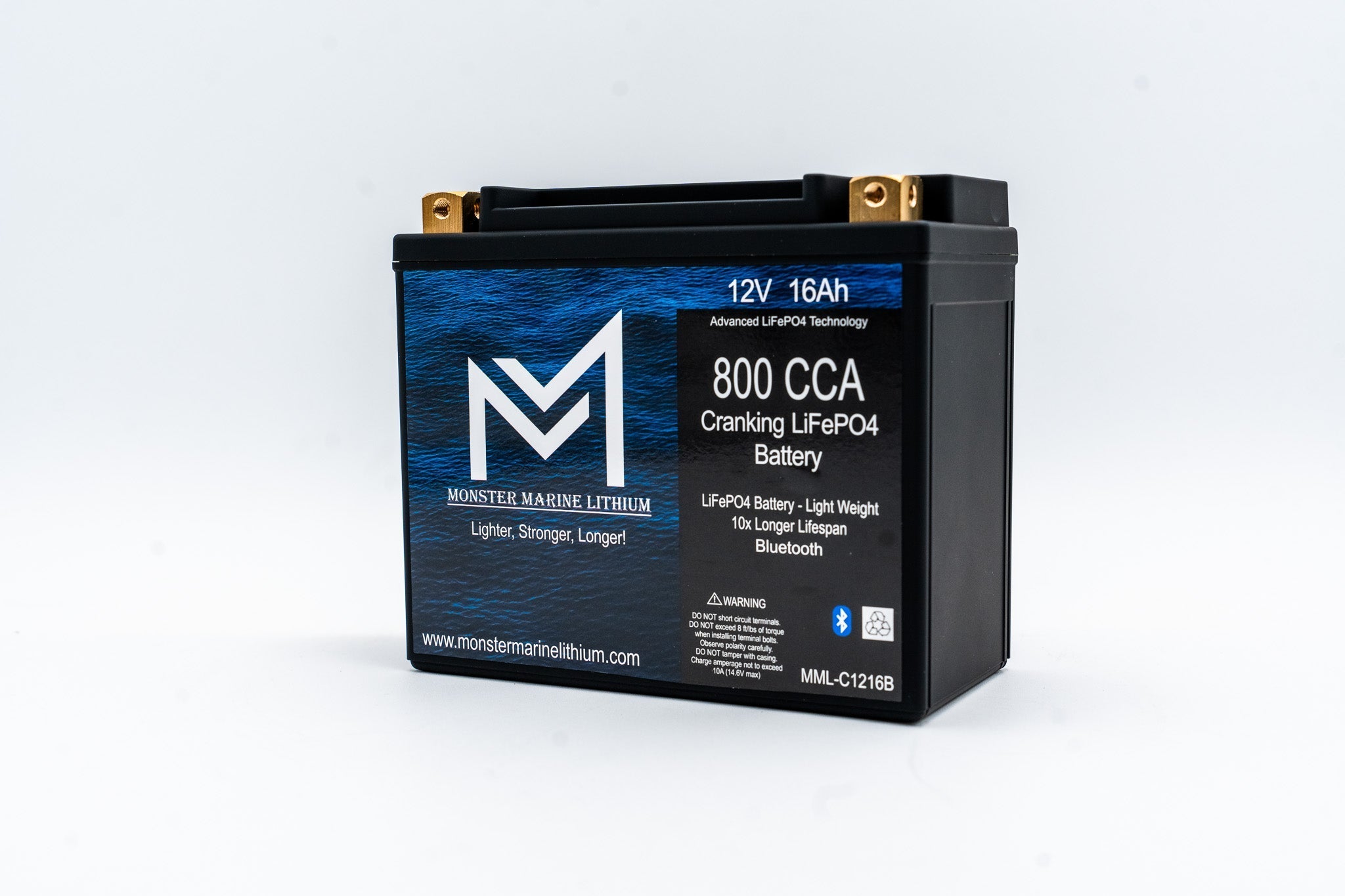 800CCA 12V 16AH Cranking Lithium Battery - BLUETOOTH, , Monster Marine Lithium, at Festive Water Paddlesports