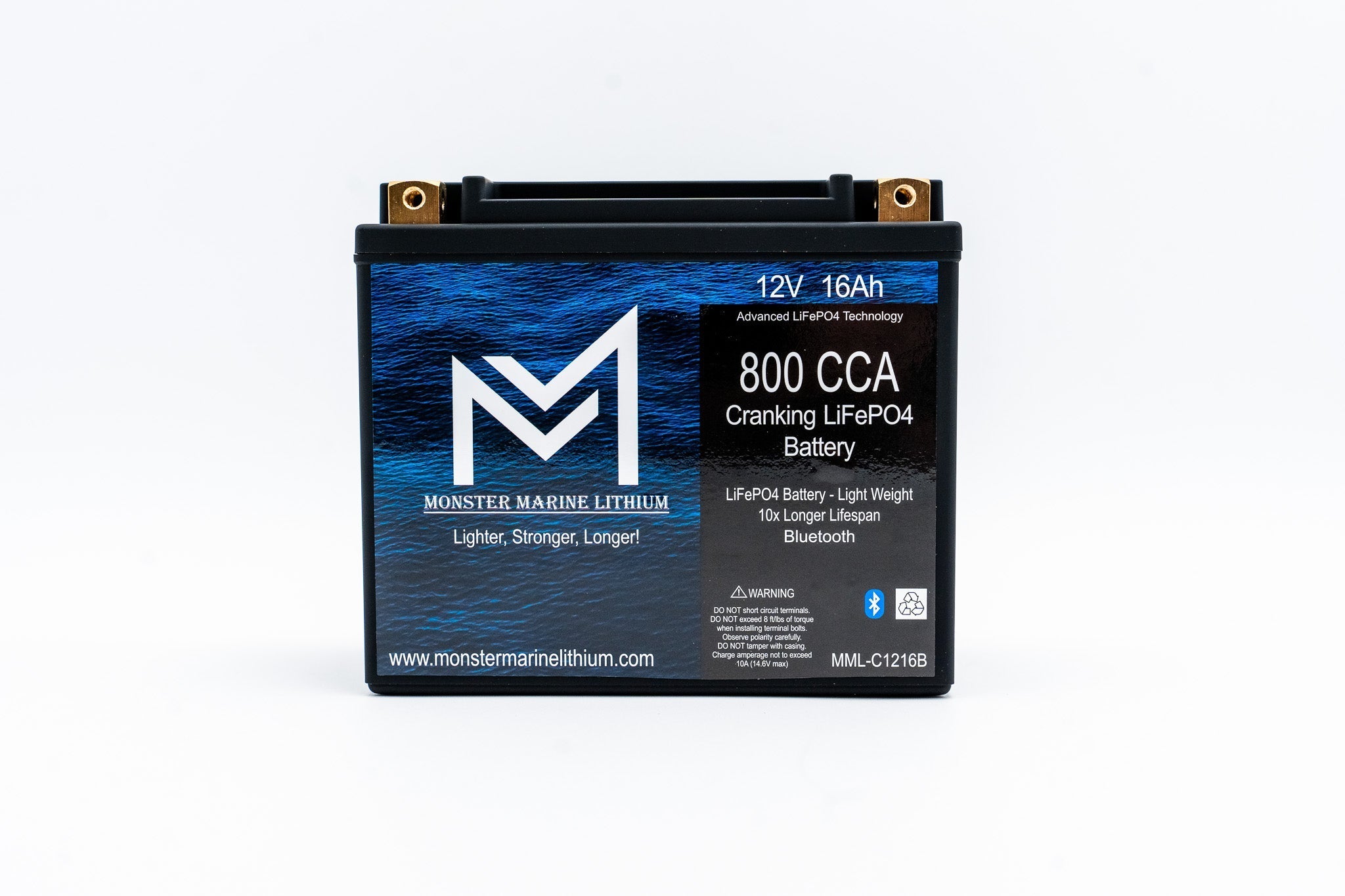800CCA 12V 16AH Cranking Lithium Battery - BLUETOOTH, , Monster Marine Lithium, at Festive Water Paddlesports
