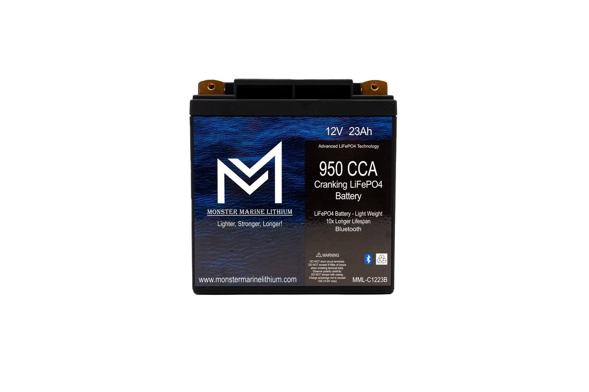 950CCA 12V 23AH Cranking Lithium Battery - BLUETOOTH - MML-C1223B, , Monster Marine Lithium, at Festive Water Paddlesports