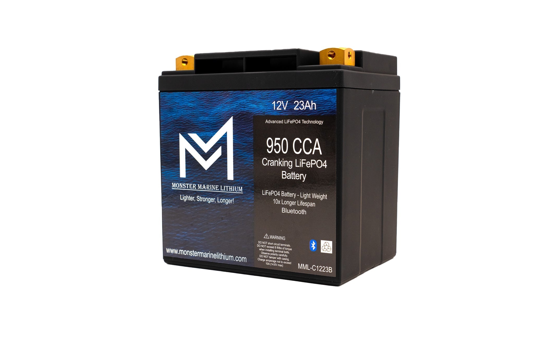 950CCA 12V 23AH Cranking Lithium Battery - BLUETOOTH - MML-C1223B, , Monster Marine Lithium, at Festive Water Paddlesports
