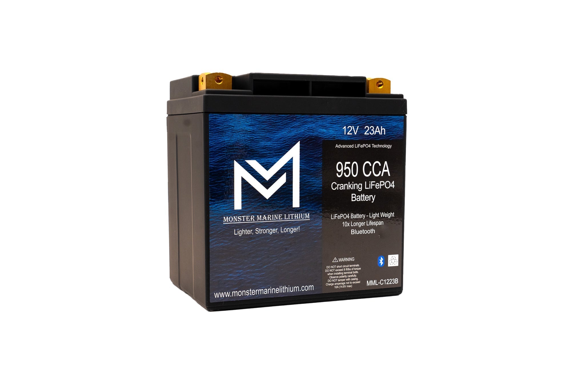 950CCA 12V 23AH Cranking Lithium Battery - BLUETOOTH - MML-C1223B, , Monster Marine Lithium, at Festive Water Paddlesports