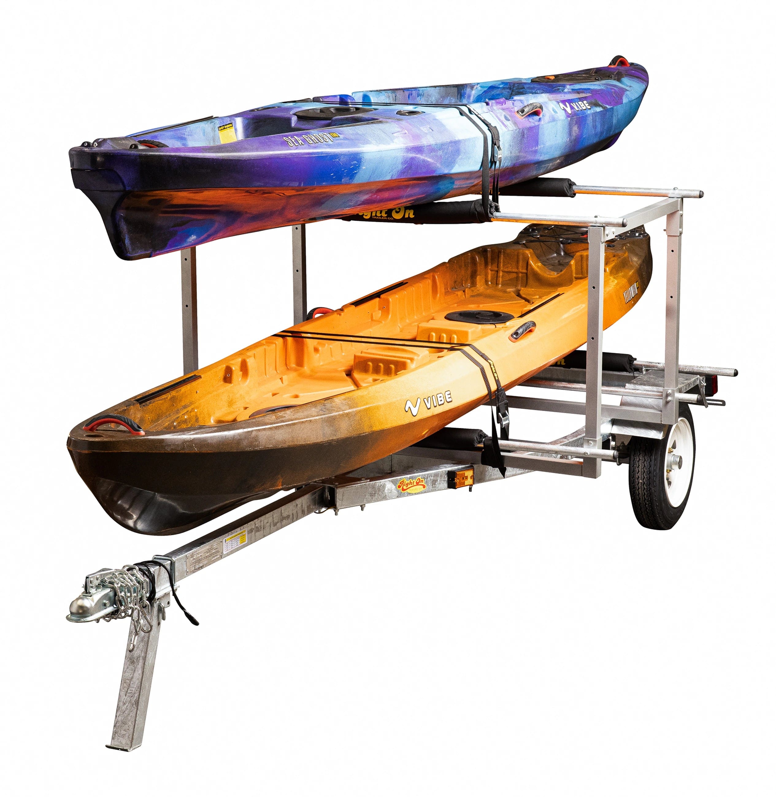 Right On Ruff-Sport Galvanized Kayak Trailer with Box Rack