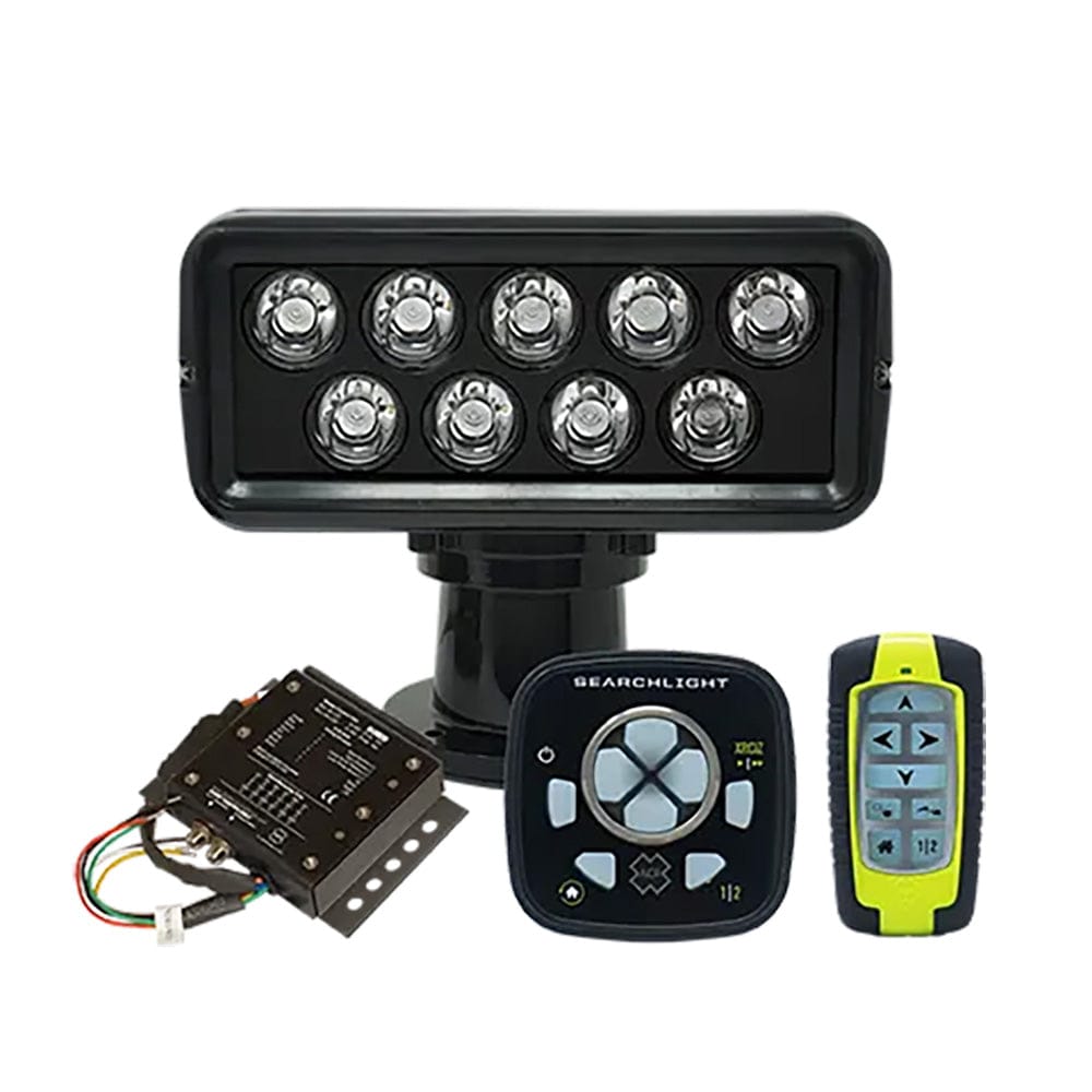 ACR RCL - 100 LED Black Searchlight w/URP - 103 Wired Point Pad, URC - 104 Master Controller URH - 103 Wireless Handheld Remote [1977], Search Lights, ACR Electronics, , , at Festive Water Paddlesports