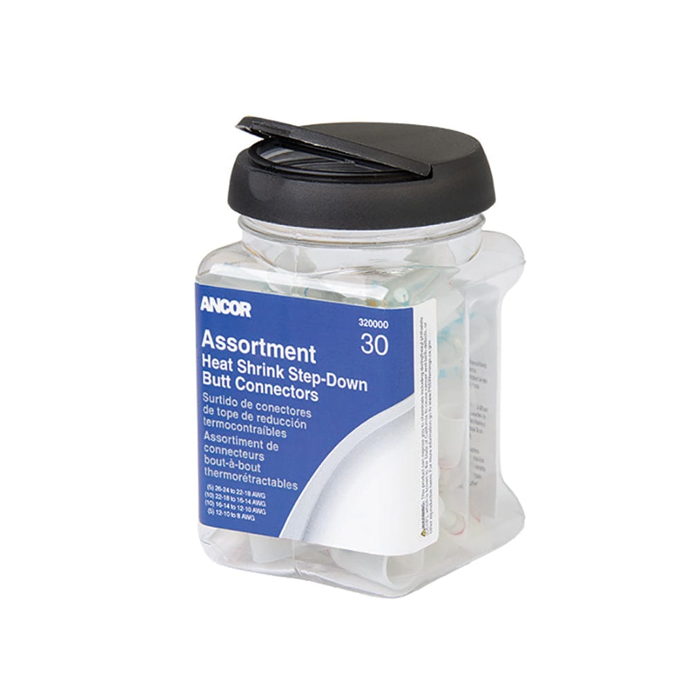 Ancor Heat Shrink Multi - Wire Step Down Butt Connectors 24 - 8 Assorted 30 - Piece Jar [320000], Terminals, Ancor, , , at Festive Water Paddlesports