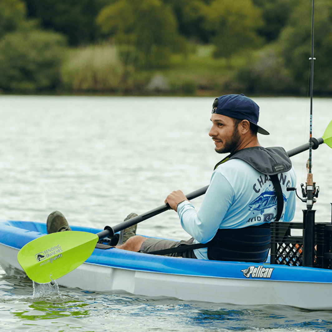 Angler Drift, Kayak Fishing Paddle, Bending Branches, Electric Green 240 at Festive Water Paddlesports