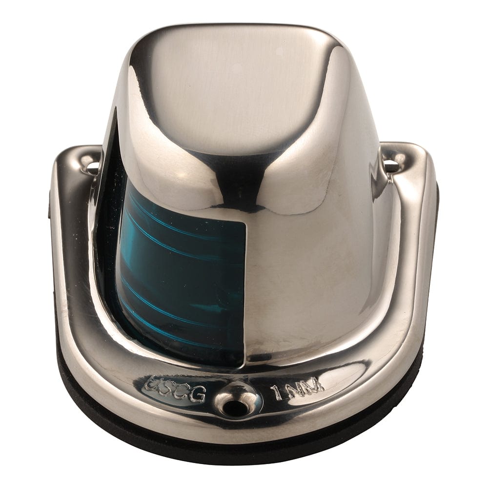 Attwood 1 - Mile Deck Mount, Green Sidelight - 12V - Stainless Steel Housing [66319G7], Navigation Lights, Attwood Marine, , , at Festive Water Paddlesports