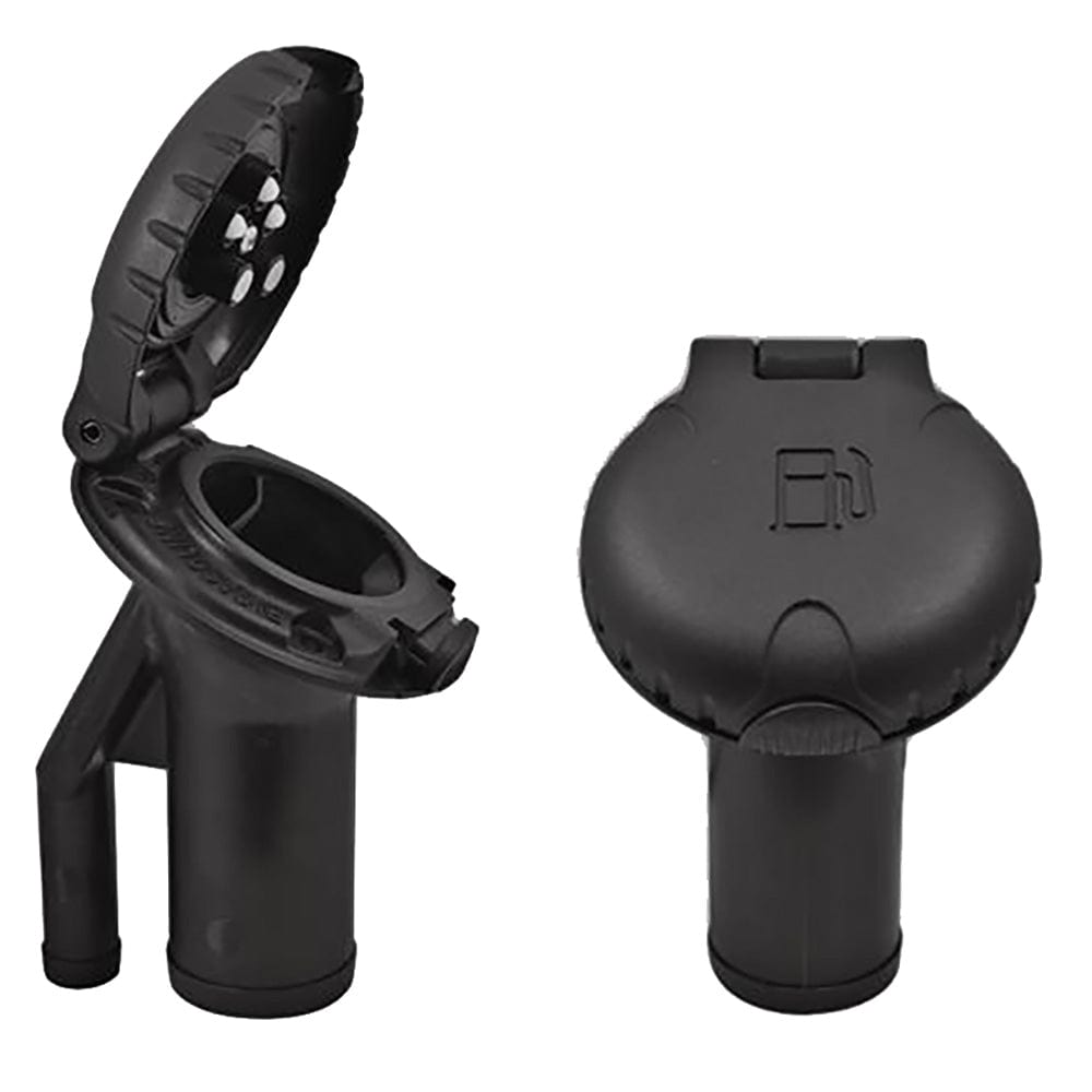 Pressure Relief Systems - Angled Body Scalloped Black Plastic Cap [99DFPVAB1S], Deck Fills, Attwood Marine, , , at Festive Water Paddlesports