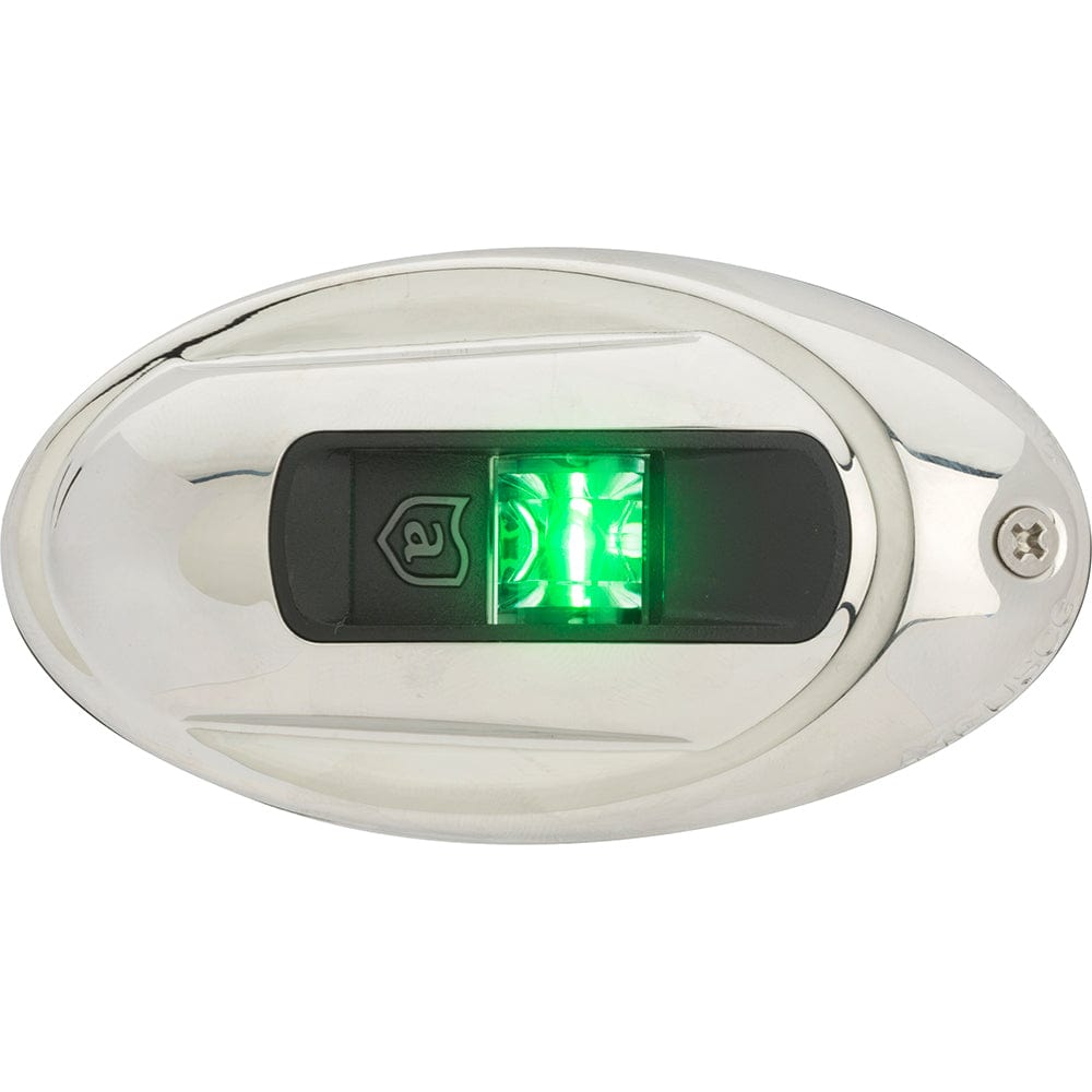 Attwood LightArmor Vertical Surface Mount Navigation Light - Oval - Starboard (green) - Stainless Steel - 2NM [NV4012SSG - 7], Navigation Lights, Attwood Marine, , , at Festive Water Paddlesports
